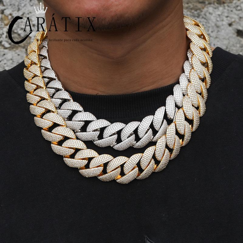 CARÁTIX 22mm Iced Out Cuban Link Chain Necklace – 5A+ CZ Heavy Round Hip Hop Bling Jewelry for Men | Rapper Gift