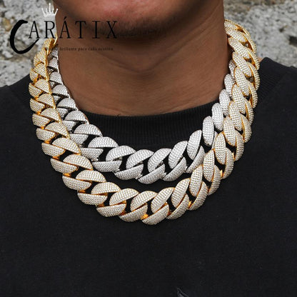 CARÁTIX 22mm Iced Out Cuban Link Chain Necklace – 5A+ CZ Heavy Round Hip Hop Bling Jewelry for Men | Rapper Gift