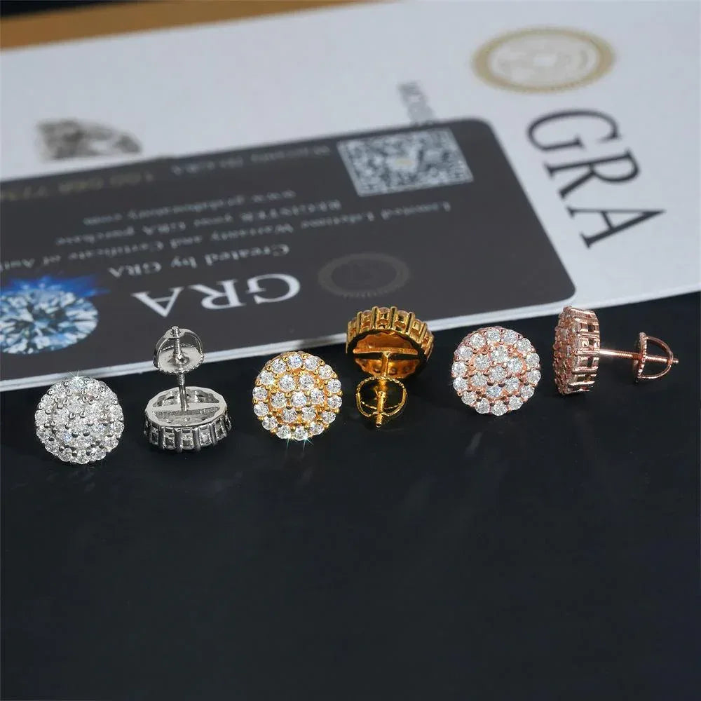 S925 Silver Round D Color Moissanite Inspired Stud Earrings - CaratixJewelry