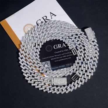 13mm Moissanite Cuban Link Necklace | S925 Silver Men’s Iced Out Hip Hop Chain - CaratixJewelry