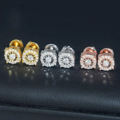 S925 Silver D Color Moissanite Look Carved Disc Earrings - CaratixJewelry