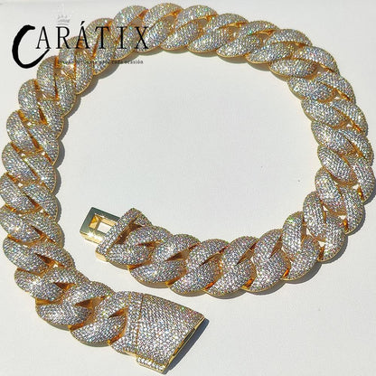 CARÁTIX 22MM 6-Row Full Cuban Link Chain Necklace – Luxury Bling CZ Bubble Hip Hop Jewelry for Men & Women