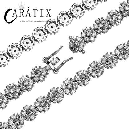 CARÁTIX Flower Tennis Chain | Iced Out Hip Hop Necklace for Men & Women