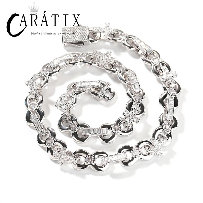 CARÁTIX Infinity Cross 8-Shape Link Chain Choker Necklace – Iced Out CZ Hip Hop Jewelry for Men & Women