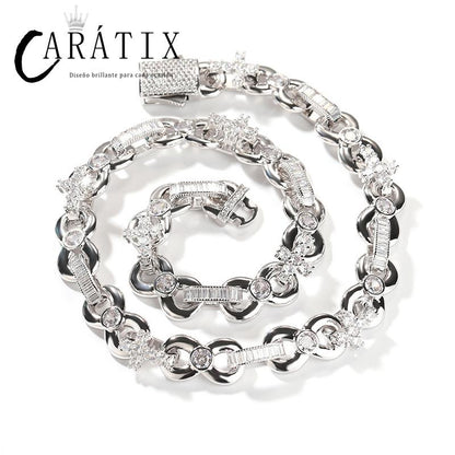 CARÁTIX Infinity Cross 8-Shape Link Chain Choker Necklace – Iced Out CZ Hip Hop Jewelry for Men & Women