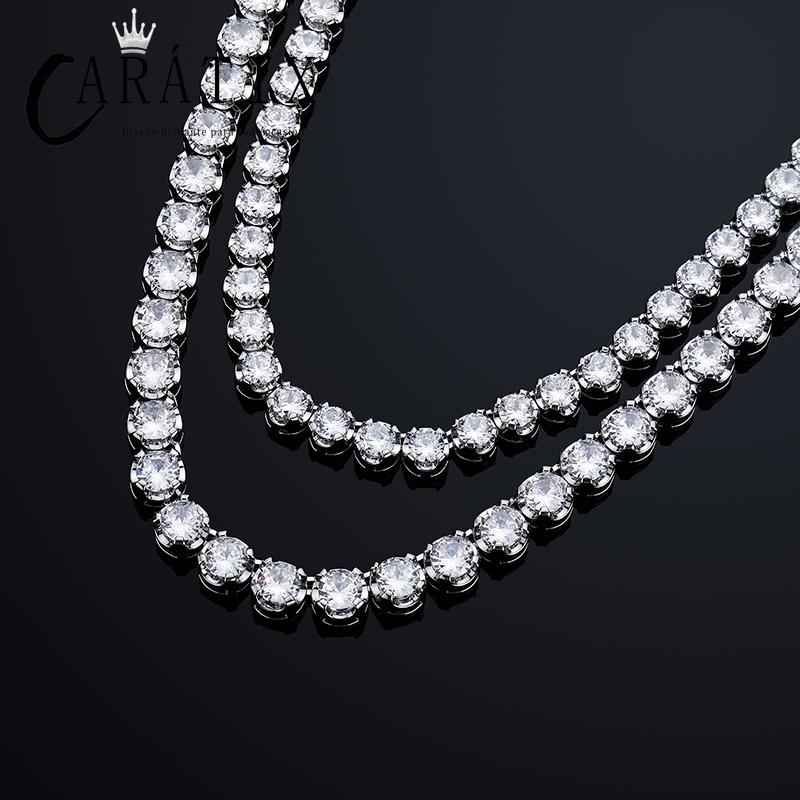 CARÁTIX - Hip Hop 4 Claws Setting Round CZ Stone Bling Iced Out Tennis Link Chain Chokers Necklaces for Men Women Unisex Rapper Jewelry Valentine's Day Gift for Men & Girls & Boys Mothers' Day Gift #Springtok