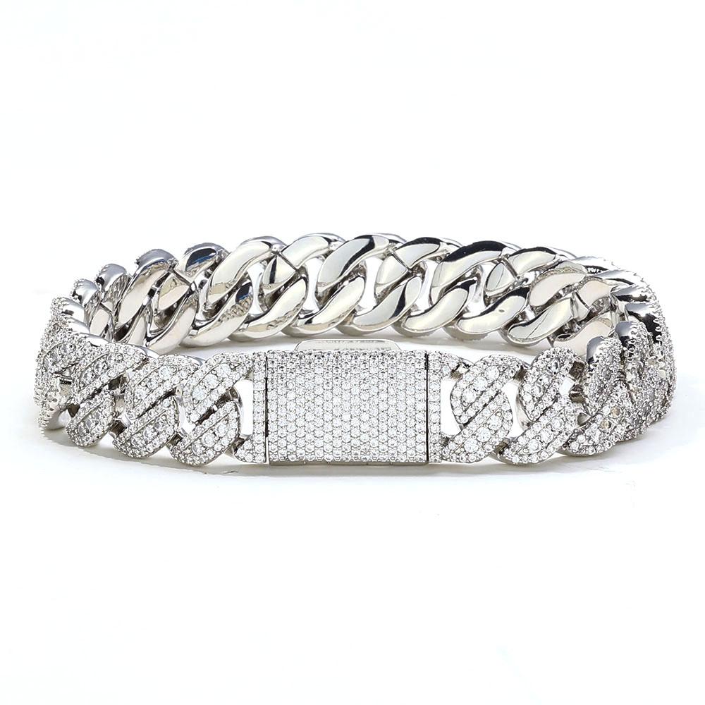 CARÁTIX 14MM Miami Cuban Chain Necklace – Brass Hip Hop Jewelry with Full Pave CZ for Men & Women