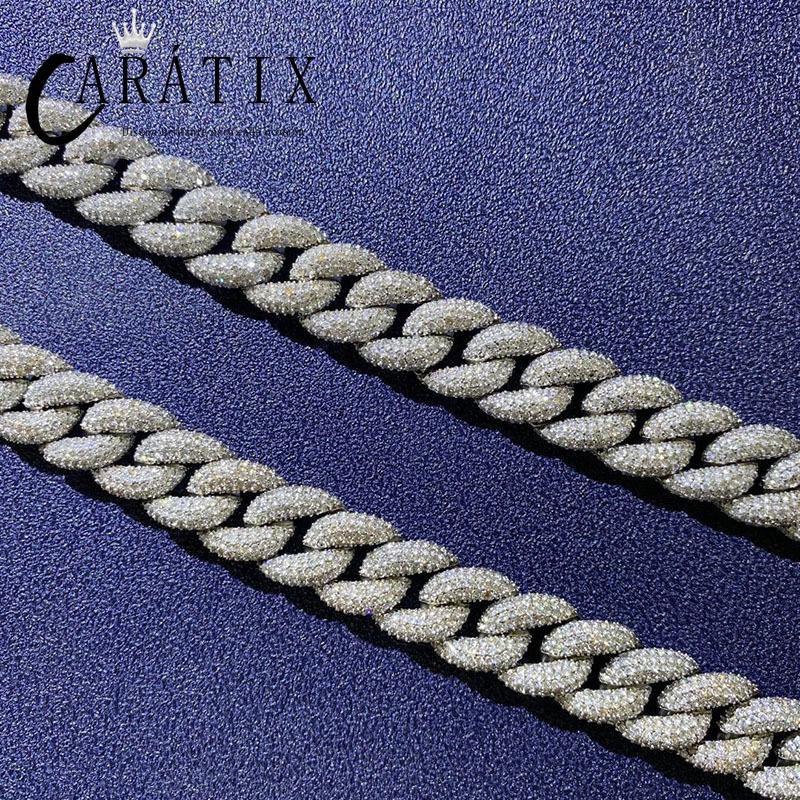 CARÁTIX 15mm Iced Out Cuban Link Chain Necklace – AAA CZ Round Curb Hip Hop Bling Jewelry for Men | Rapper Choker Gift