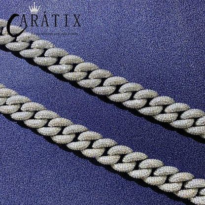 CARÁTIX 15mm Iced Out Cuban Link Chain Necklace – AAA CZ Round Curb Hip Hop Bling Jewelry for Men | Rapper Choker Gift