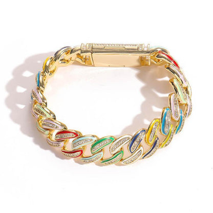 CARÁTIX 15mm Color Drip Cuban Chain | 3A+ CZ Iced Out Hip Hop Necklace for Men - CaratixJewelry