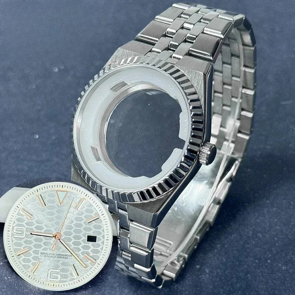 40mm Land-Dweller Watch Case & Dial Kit | Fits NH35 Miyota 8215 | 316L Stainless Steel Automatic Mechanical Case | Custom Iced Out Watch Base | Caratix