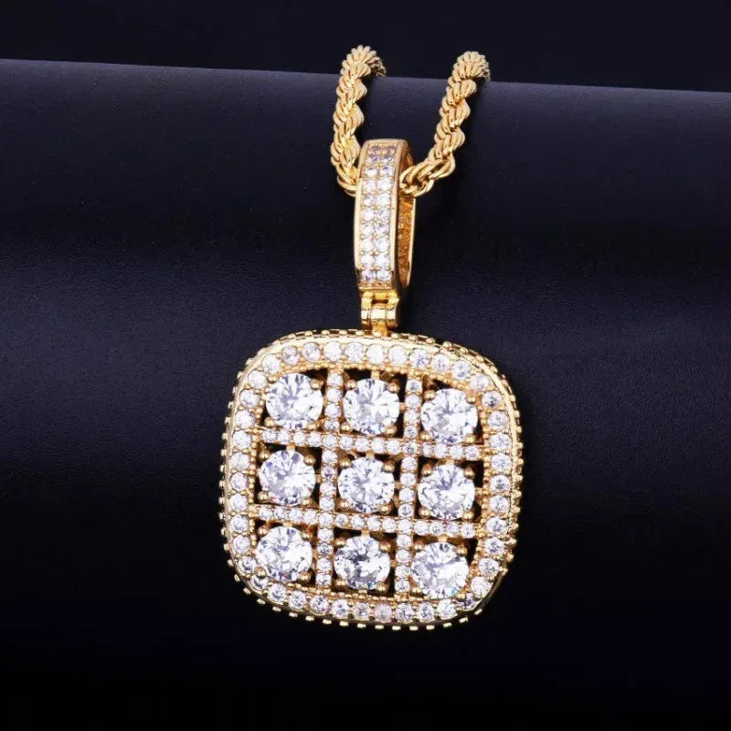 Men's Geometric Zirconia Necklace | Premium Copper CZ Hip Hop Jewelry Caratix - CaratixJewelry