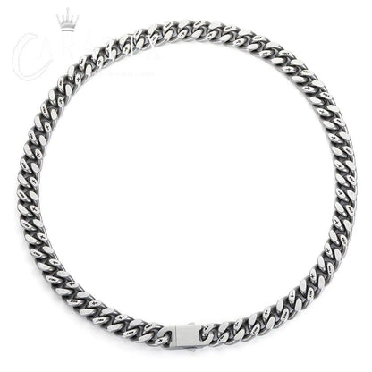 CARÁTIX - 13mm Thick Cuban Link Men Necklace with Corss Matte Black Logo Chain Hip Hop Stainless Steel Necklace Bracelet for Man Valentine's Day Gift for Men & Girls & Boys Mothers' Day Gift #Springtok