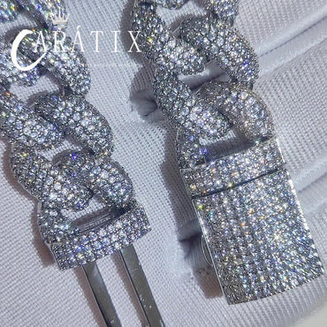 CARÁTIX - 14mm  Miami Cuban Chunky Link Chain Box Clasp Bling Cubic Zirconia Necklace for Her chain with large link Valentine's Day Gift for Men & Girls & Boys Mothers' Day Gift #Springtok