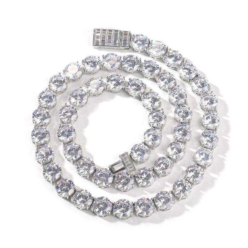 CARÁTIX - Hip Hop 3A+ CZ Stone Paved Bling Iced Out 10mm Tennis Link Chain Necklaces for Men Rapper Jewelry Golden Silver Color Valentine's Day Gift for Men & Girls & Boys Mothers' Day Gift #Springtok