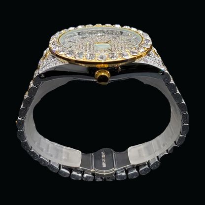 Arabic Numerals Date Iced Out Diamond Watch – Luxury Hip Hop Jewelry Watch for Men