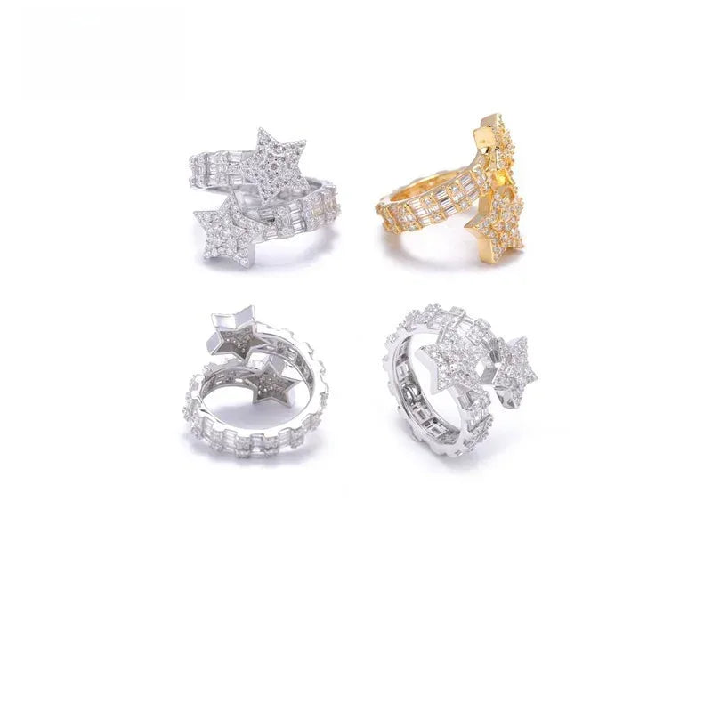 Moissanite Star Men’s Ring | S925 Silver Full Iced Out Hip Hop Jewelry - CaratixJewelry