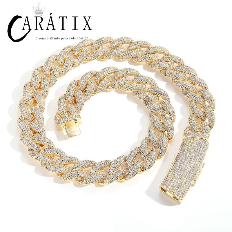 CARÁTIX 20mm Long Buckle Cuban Chain | 5A+ CZ Iced Out Hip Hop Necklace for Men