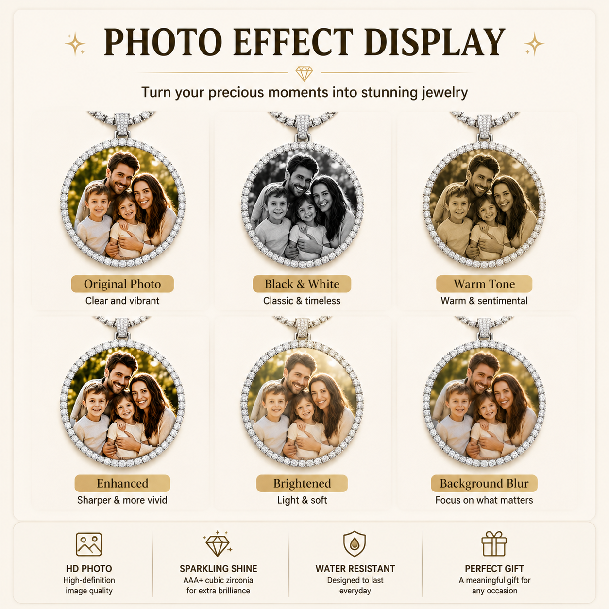 CARATIX 68.5mm Custom Photo Medallion Pendant Necklace