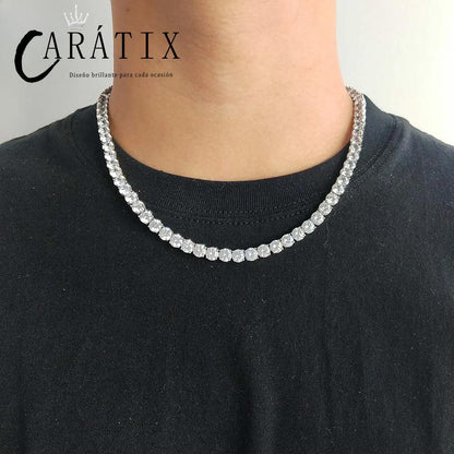 CARÁTIX - 4mm Non Fading Stainless Steel Can Get Wet Tennis Chain Necklace Luxury Jewelry For Women Valentine's Day Gift for Men & Girls & Boys Mothers' Day Gift #Springtok