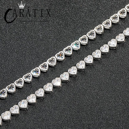 CARÁTIX - Hip Hop Bing Iced Out Heart Shape CZ Stone Tennis Link Chain Chokers Necklaces for Men Women Unisex Lovers Rapper Jewelry Gift Valentine's Day Gift for Men & Girls & Boys Mothers' Day Gift #Springtok