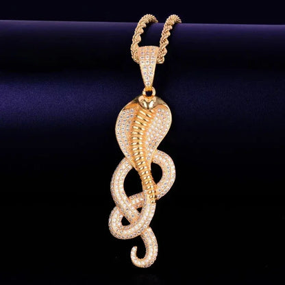 Men's Cobra Snake Necklace | Premium Copper CZ Green Eye Viper Caratix - CaratixJewelry