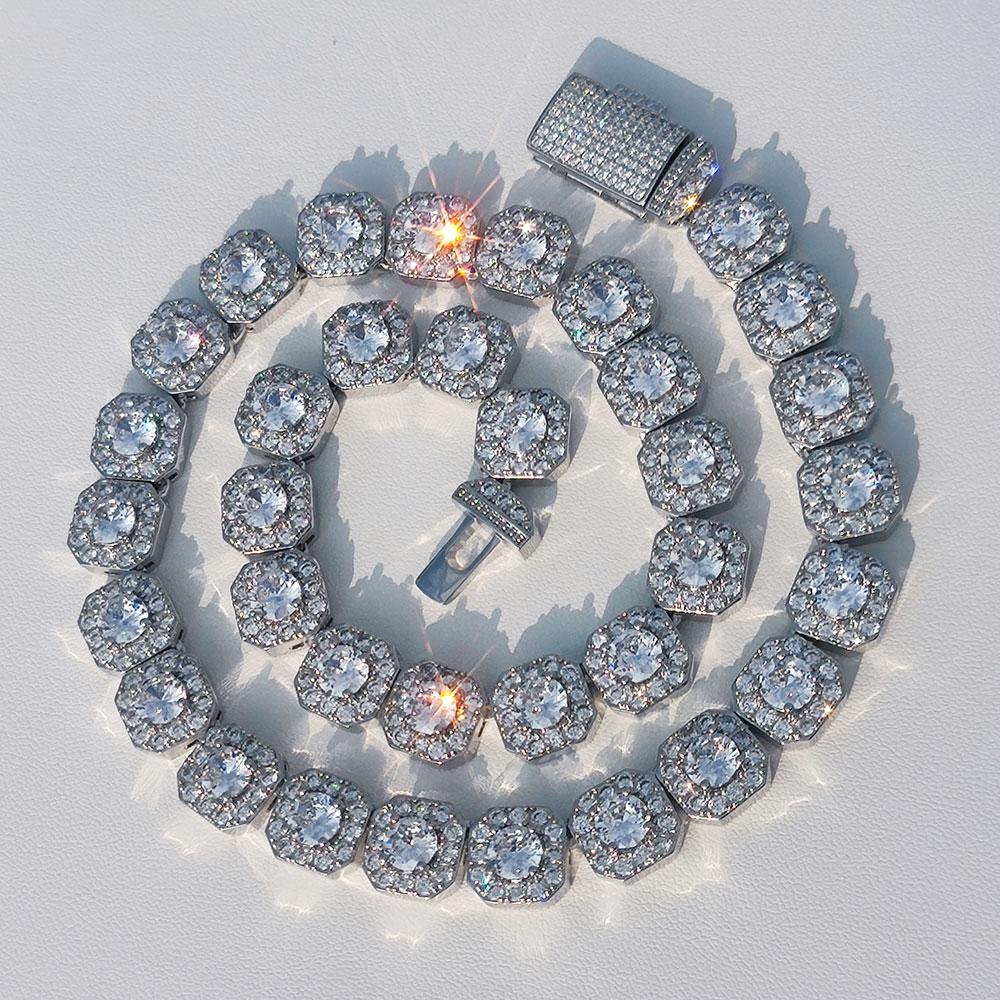 CARÁTIX -  10mm 12mm Clustered CZ Tennis Chain  Cubic Zircon Stones Necklaces For Women High End luxury Jewellery Valentine's Day Gift for Men & Girls & Boys Mothers' Day Gift #Springtok
