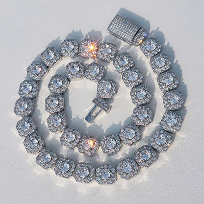 CARÁTIX -  10mm 12mm Clustered CZ Tennis Chain  Cubic Zircon Stones Necklaces For Women High End luxury Jewellery Valentine's Day Gift for Men & Girls & Boys Mothers' Day Gift #Springtok