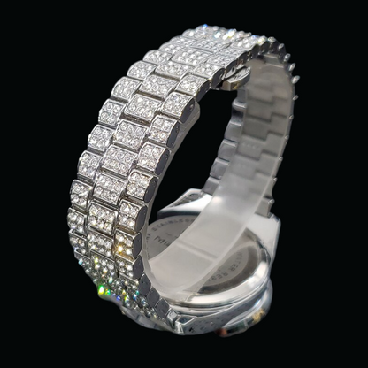 Arabic Numerals Date Iced Out Diamond Watch – Luxury Hip Hop Jewelry Watch for Men