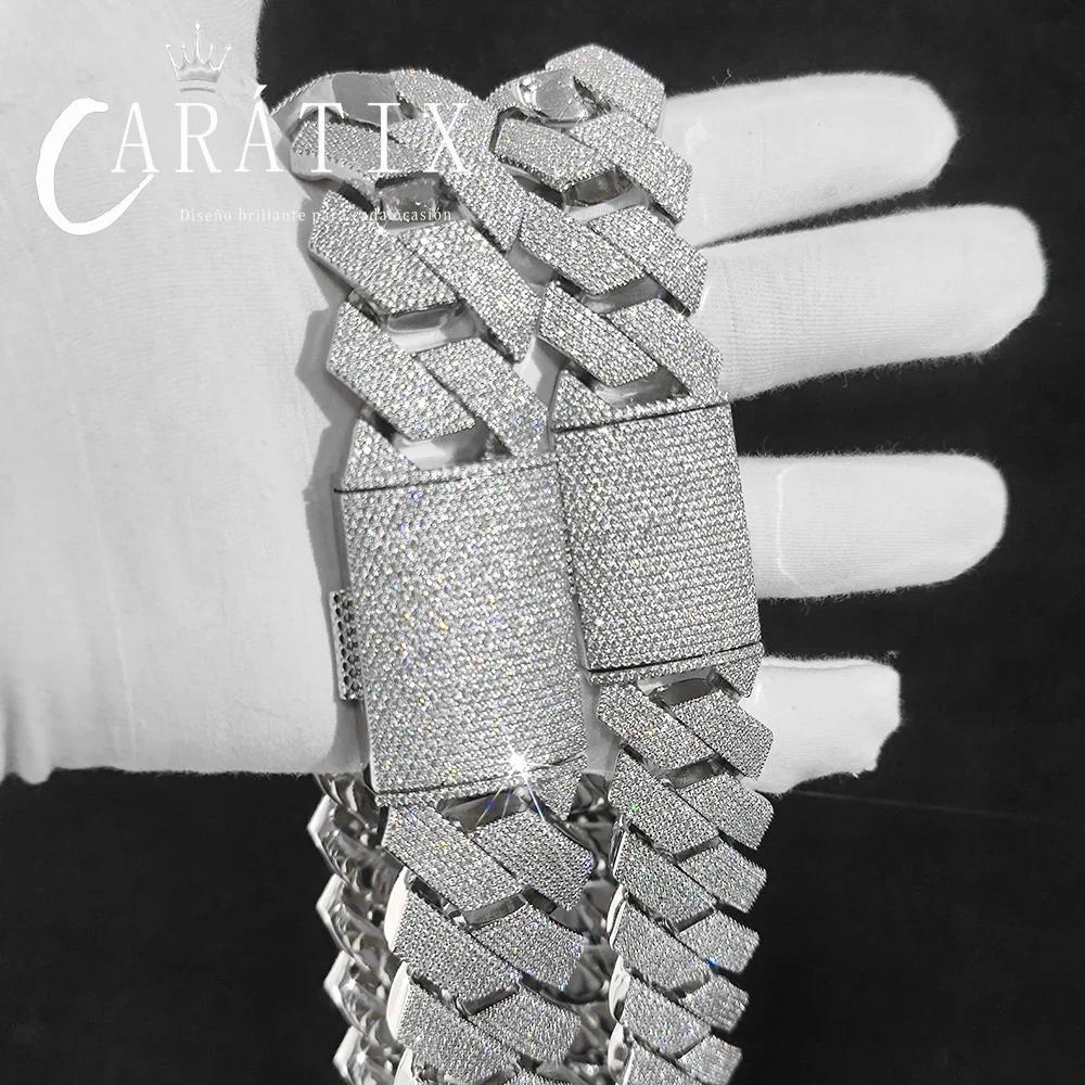 CARÁTIX 30mm 7-Row Prong Cuban Link Chain Necklace – Iced Out CZ Hip Hop Bling Jewelry for Men | Luxury Rapper Gift