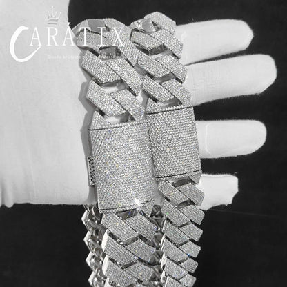 CARÁTIX 30mm 7-Row Prong Cuban Link Chain Necklace – Iced Out CZ Hip Hop Bling Jewelry for Men | Luxury Rapper Gift