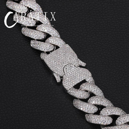 CARÁTIX 20mm Heavy Cuban Link Chain Necklace – 5A+ CZ Iced Out Hip Hop Bling Jewelry for Men | Solid Rapper Gift