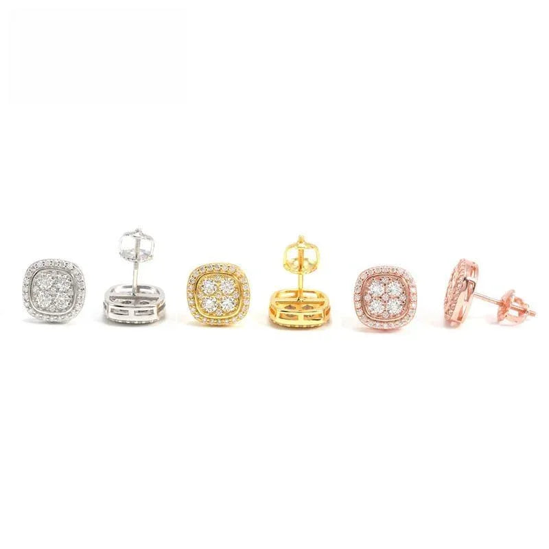 S925 Silver Round Moissanite Stud Earrings Unisex Classic Style - CaratixJewelry