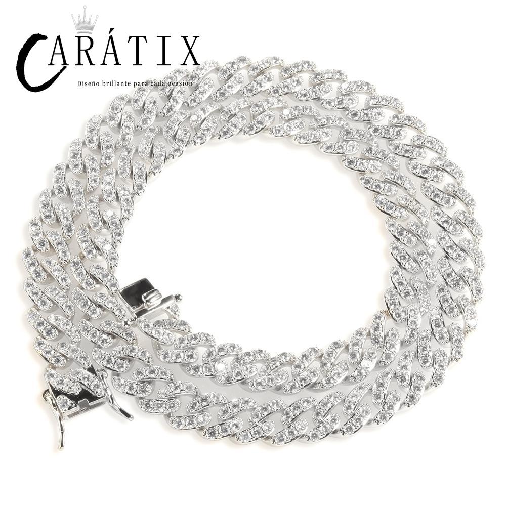 CARÁTIX - 14"-20" Hip Hop Claw Set AAA+ CZ Stone Bling Iced Out 8MM wide Cuban Link Chain Chokers Necklaces for Men Women Rapper Jewelry Valentine's Day Gift for Men & Girls & Boys Mothers' Day Gift #Springtok