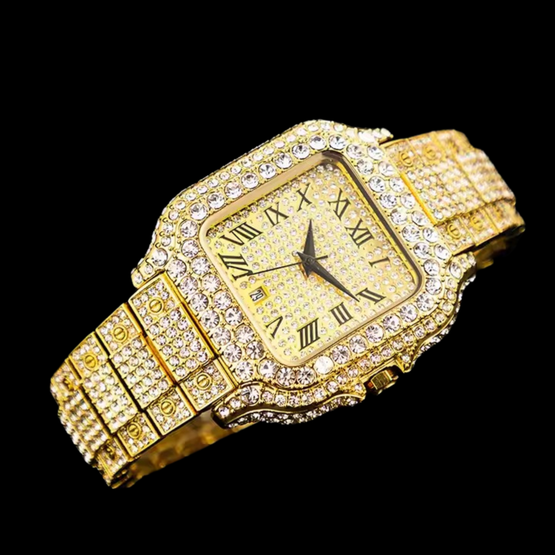 NEW | VVS Roman Numerals Square Dial Iced Out Diamond Watch