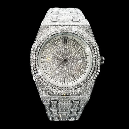 Luxury Bust Down Date VVS Iced Out Diamond Watch – Hip Hop Style Timepiece
