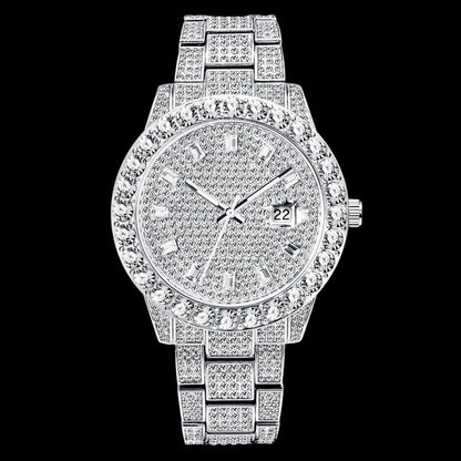 Double Diamond Baguette Numerals Iced Out Diamond Watch – Luxury Hip Hop Timepiece