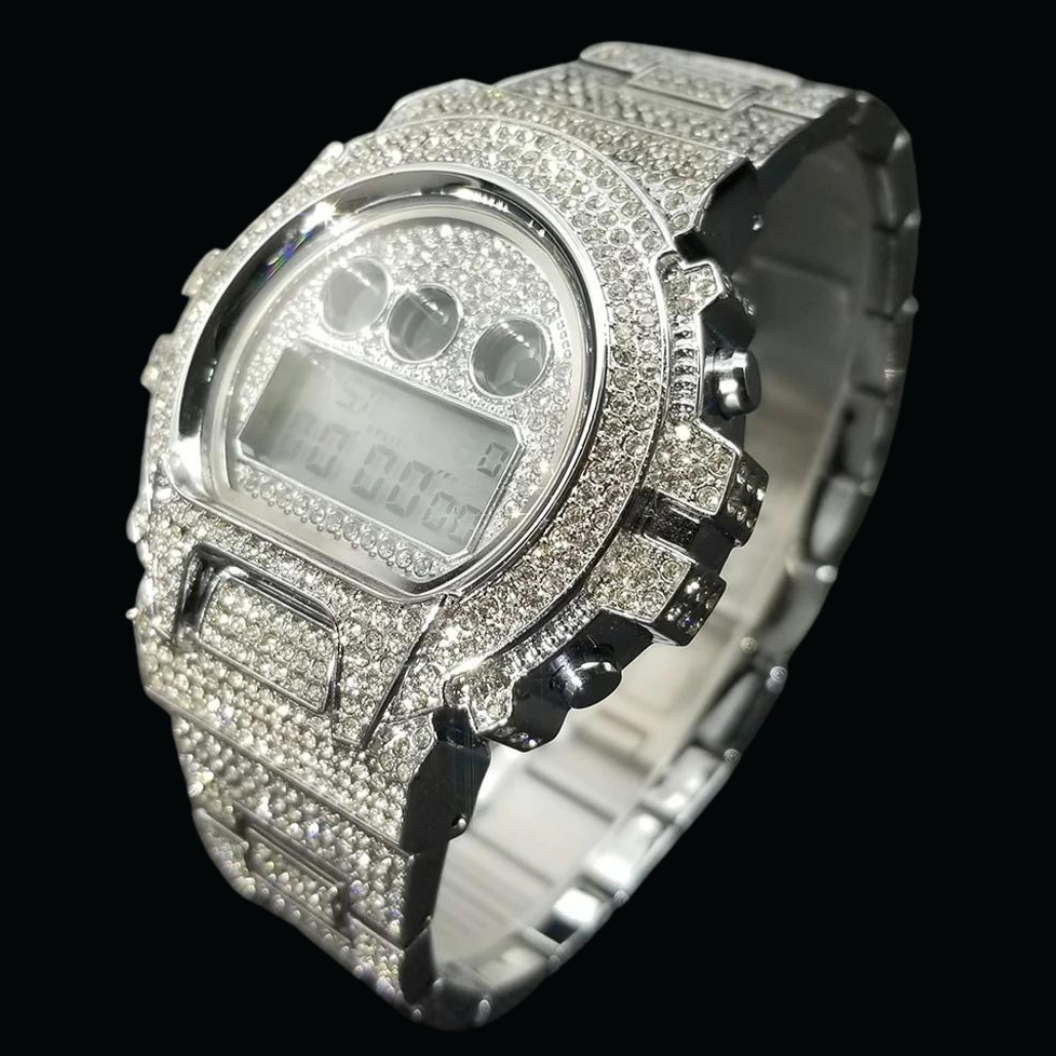 Digital LED Waterproof Chronograph Iced Out Diamond Watch – Luxury Hip Hop Watch for Men