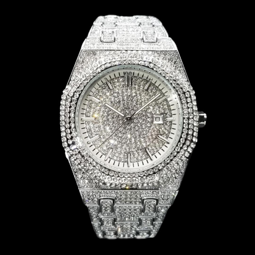 Luxury Bust Down Date VVS Iced Out Diamond Watch – Hip Hop Style Timepiece