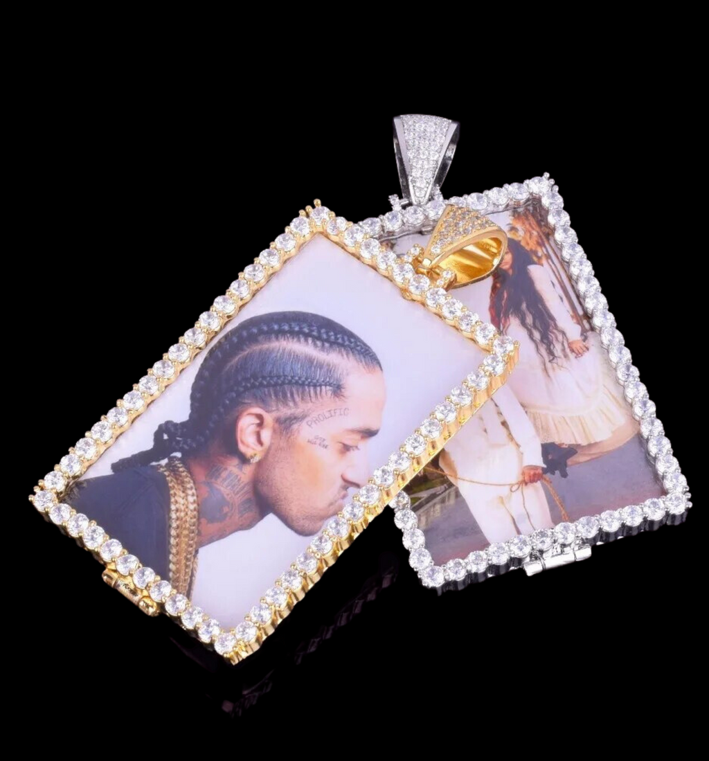 Rectangle Tennis Custom Photo Picture Pendant Necklace 