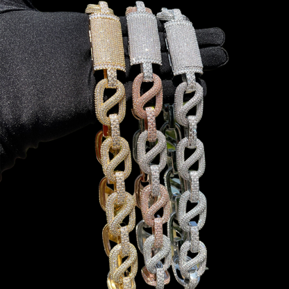 20MM Baguette and Stones Infinity Iced Out Diamond Necklace Chain – Luxury Hip Hop Jewelry for Men & Women