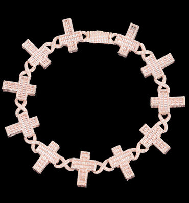 14MM Cross Infinity Link Iced Out Necklace Chain - CaratixJewelry