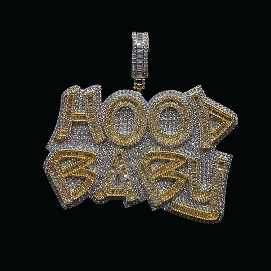 Hood Baby Duo Color Iced Out Letter Diamond Pendant Necklace – Custom Hip Hop Jewelry for Men & Women