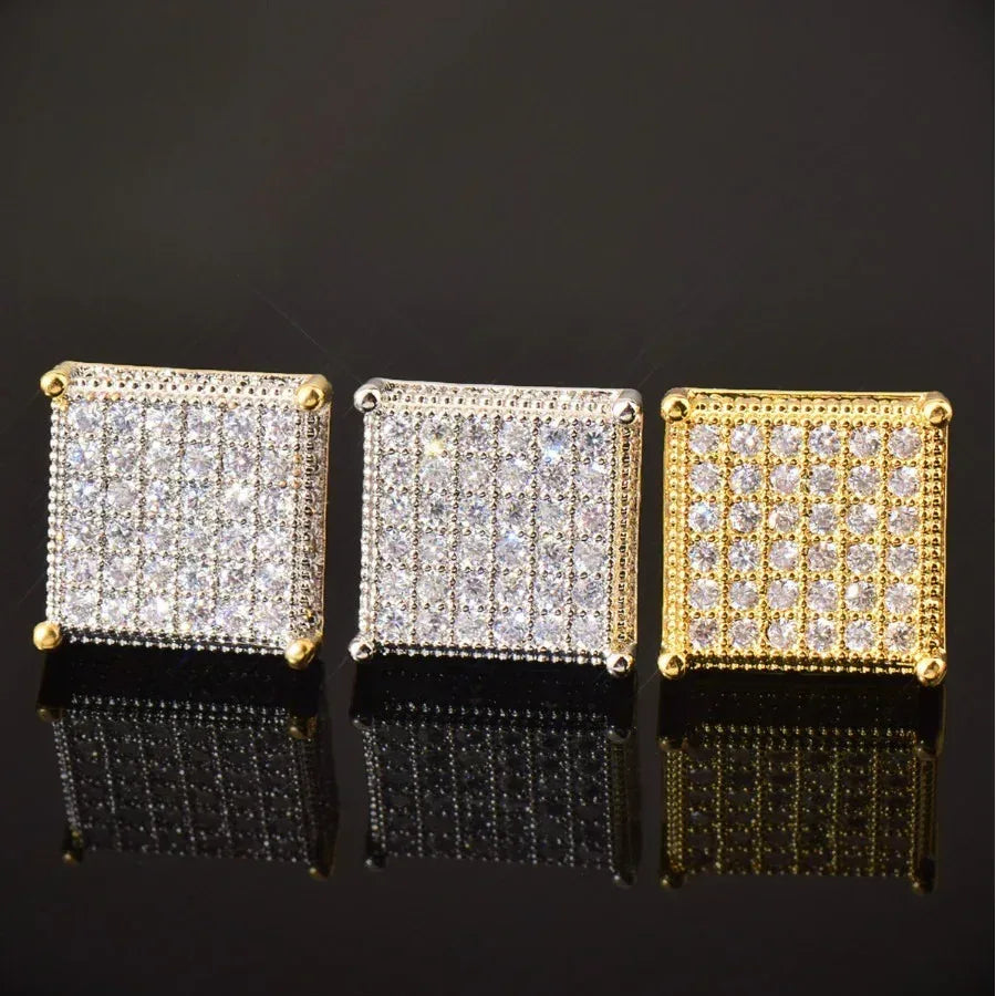 Octagon Iced Out Stud Earrings with Zircon | Simple & Trendy Hip Hop Jewelry | Caratix Jewelry - CaratixJewelry