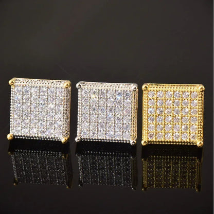 Octagon Iced Out Stud Earrings with Zircon | Simple & Trendy Hip Hop Jewelry | Caratix Jewelry - CaratixJewelry