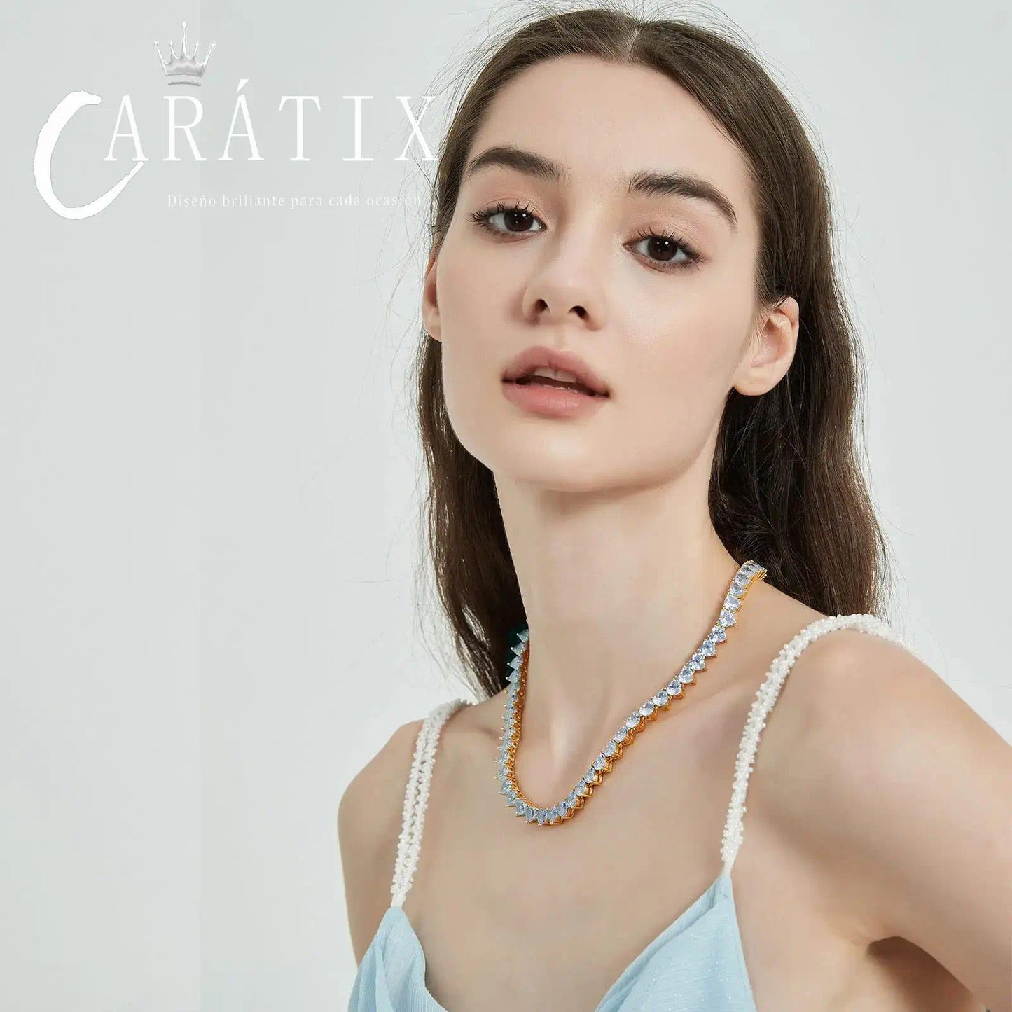 CARÁTIX - 6mm Heart Shape   Tennis Chain  Bling Necklace For Women Gift Fashion Jewelry A token of love Valentine's Day Gift for Men & Girls & Boys Mothers' Day Gift #Springtok