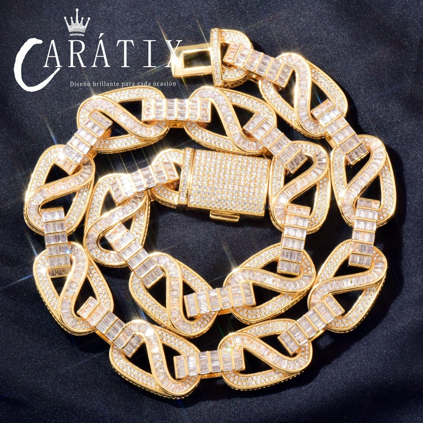 CARÁTIX 18mm / 20mm T Square Cuban Link Chain Necklace – Iced Out Hip Hop Jewelry for Men | Trendy Rapper Bracelet Style