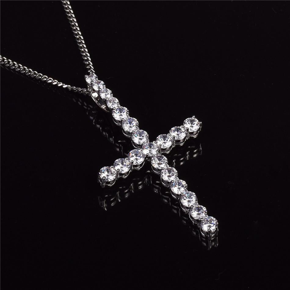CARÁTIX Bubble Letter Zircon Cross Pendant Necklace – Golden Copper Hip Hop Jewelry for Men & Women