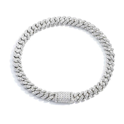 CARÁTIX 6MM Miami Cuban Link Charm Bracelet – Bling Zircon Hip Hop Jewelry for Men & Women