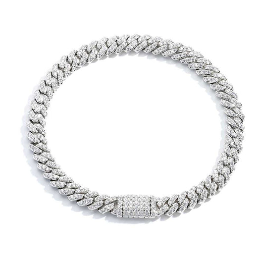 CARÁTIX 6MM Miami Cuban Link Charm Bracelet – Bling Zircon Hip Hop Jewelry for Men & Women